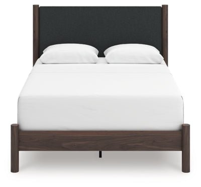 Pamytta Queen Upholstered Panel Bed - Dark Brown Upholstered Bed modern furniture Contempo Furniture