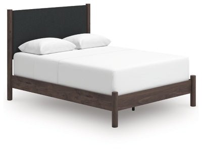 Pamytta Queen Upholstered Panel Bed - Dark Brown Upholstered Bed modern furniture Contempo Furniture