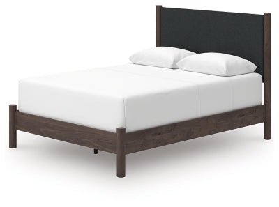 Pamytta Queen Upholstered Panel Bed - Dark Brown Upholstered Bed modern furniture Contempo Furniture