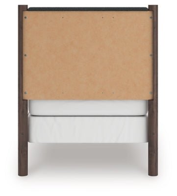Pamytta Twin Upholstered Panel Bed - Dark Brown Upholstered Bed modern furniture Contempo Furniture