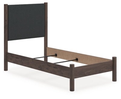 Pamytta Twin Upholstered Panel Bed - Dark Brown Upholstered Bed modern furniture Contempo Furniture