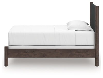 Pamytta Twin Upholstered Panel Bed - Dark Brown Upholstered Bed modern furniture Contempo Furniture
