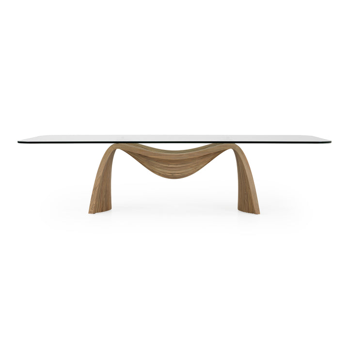 Pangea - Mid-Century Modern Glass + Buckwheat Ash Rectangular Dining Table