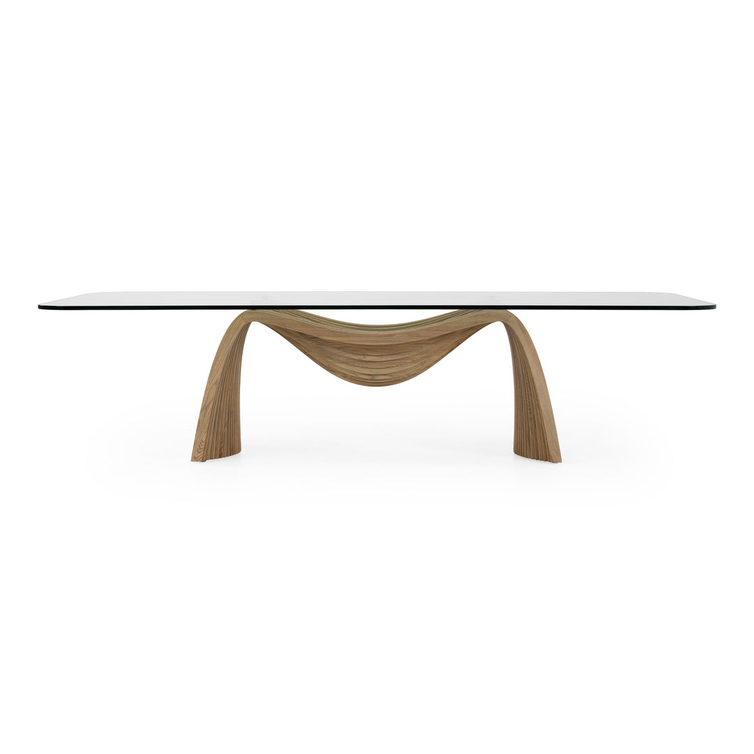 Pangea - Mid-Century Modern Glass + Buckwheat Ash Rectangular Dining Table