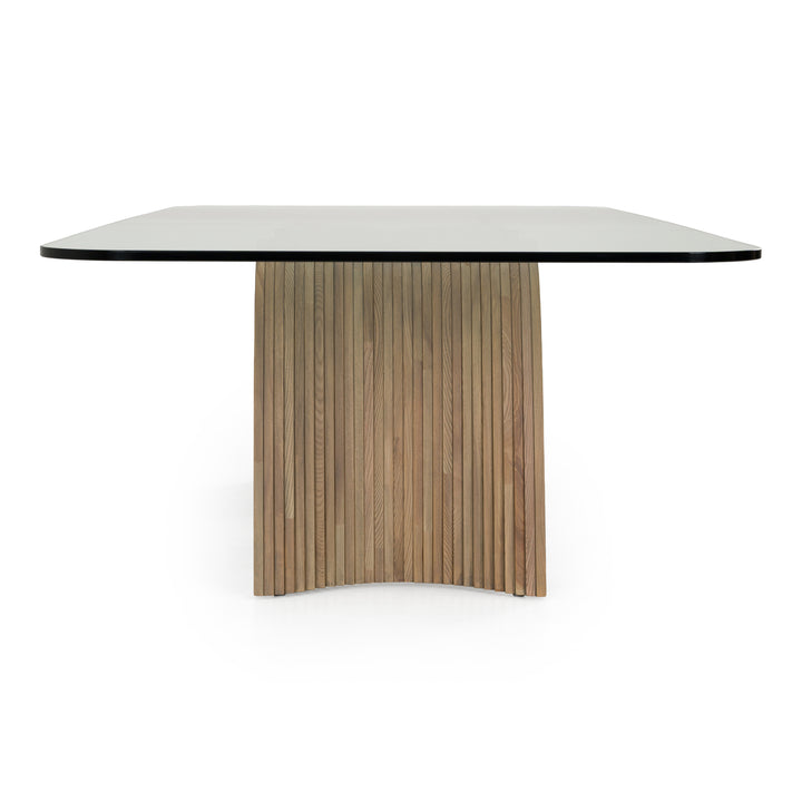 Pangea - Mid-Century Modern Glass + Buckwheat Ash Rectangular Dining Table