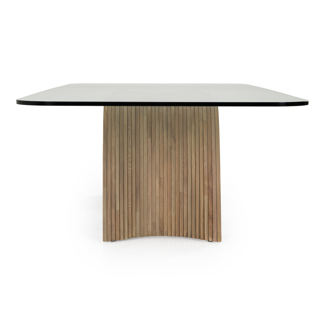 Pangea - Mid-Century Modern Glass + Buckwheat Ash Rectangular Dining Table