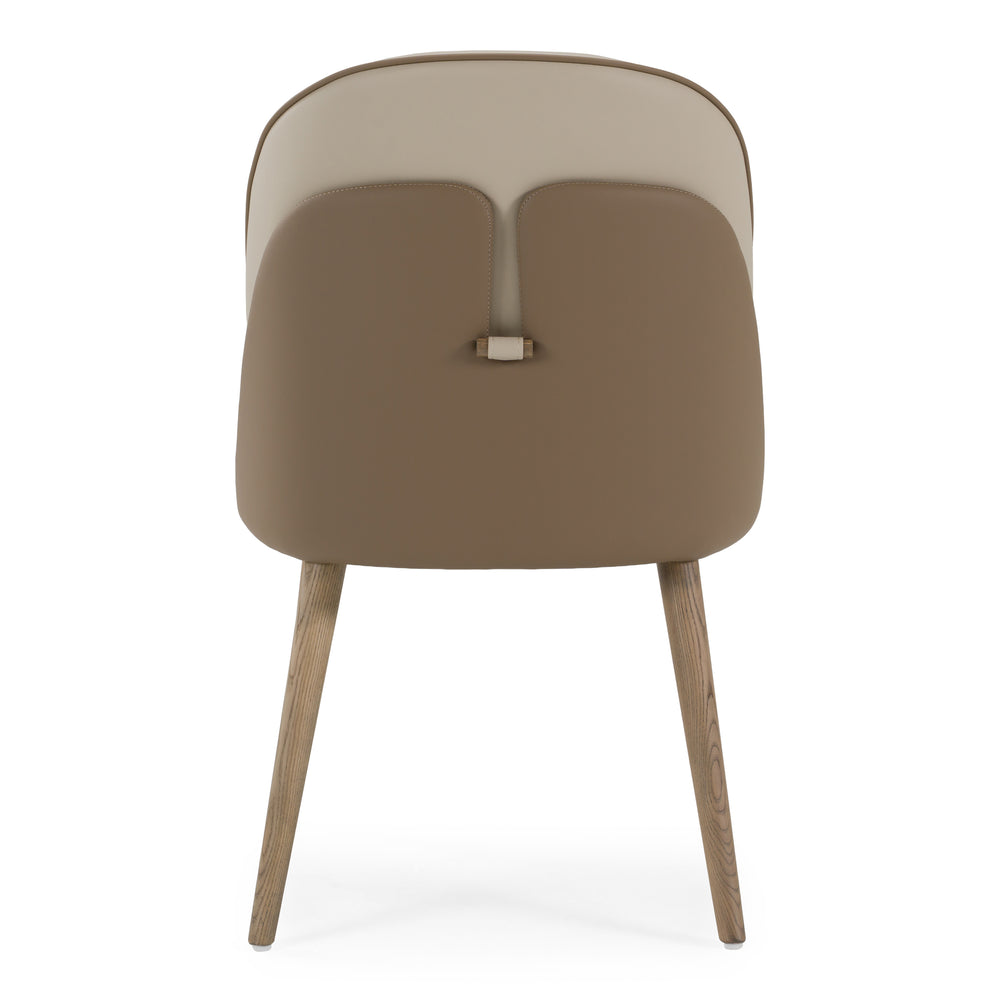 Pangea - Mid-Century Modern Cream & Taupe Vegan Leather + Buckwheat Ash Dining Chair (Set of 2) - View 5