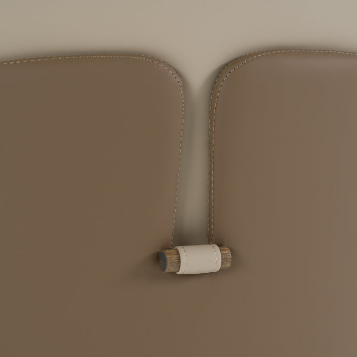 Pangea - Mid-Century Modern Cream &amp; Taupe Vegan Leather + Buckwheat Ash Dining Chair (Set of 2)