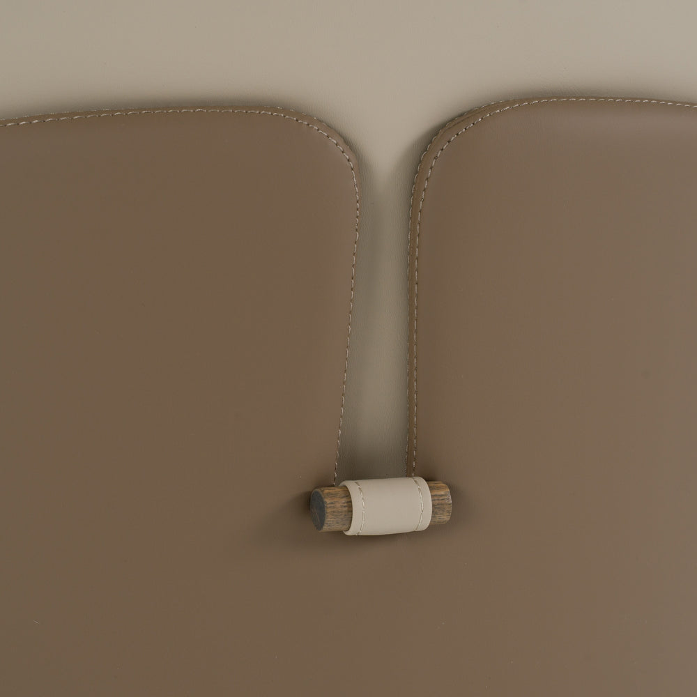 Pangea - Mid-Century Modern Cream & Taupe Vegan Leather + Buckwheat Ash Dining Chair (Set of 2) - View 7