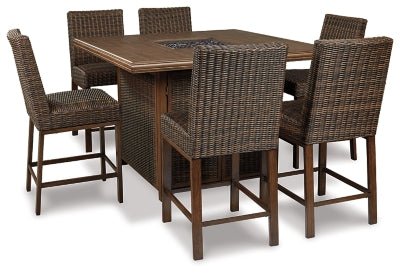 Paradise Trail Bar Table with Fire Pit - Light Brown Fire Pits modern furniture Contempo Furniture