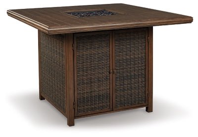 Paradise Trail Bar Table with Fire Pit - Light Brown Fire Pits modern furniture Contempo Furniture