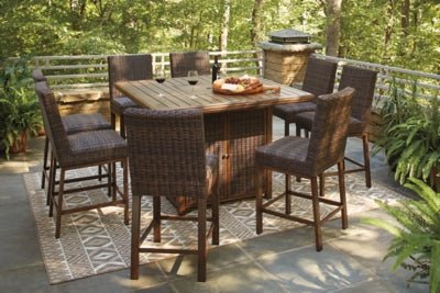 Paradise Trail Bar Table with Fire Pit - Light Brown Fire Pits modern furniture Contempo Furniture