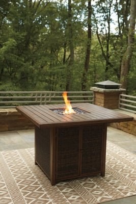Paradise Trail Bar Table with Fire Pit - Light Brown Fire Pits modern furniture Contempo Furniture