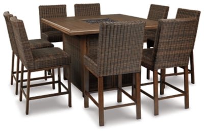 Paradise Trail Bar Table with Fire Pit - Light Brown Fire Pits modern furniture Contempo Furniture