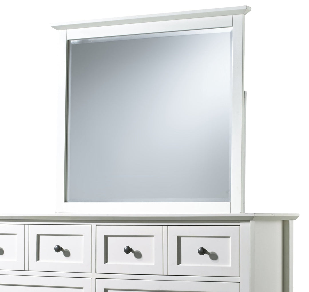 Paragon Beveled Glass Mirror in White Mirror modern furniture Contempo Furniture