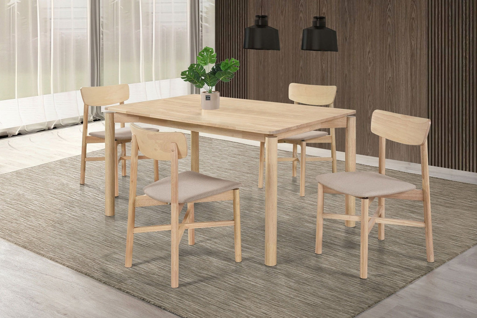 Parkridge - 5 Piece Wood Dining Set - White Washed 5 - Piece Dining Room Set modern furniture Contempo Furniture