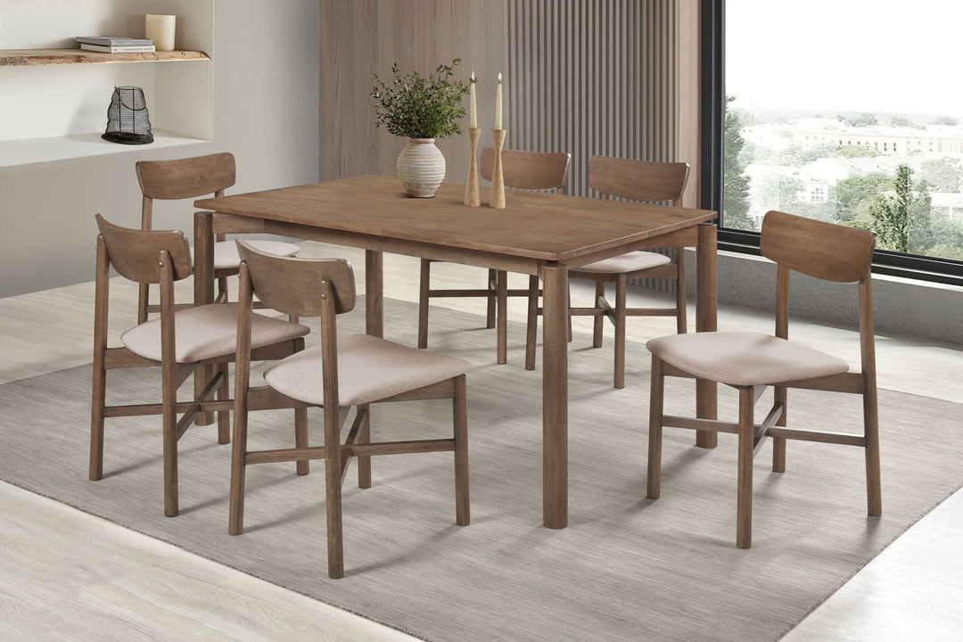 Parkridge - 7 Piece Wood Dining Set - Natural Walnut 7 - Piece Dining Room Set modern furniture Contempo Furniture