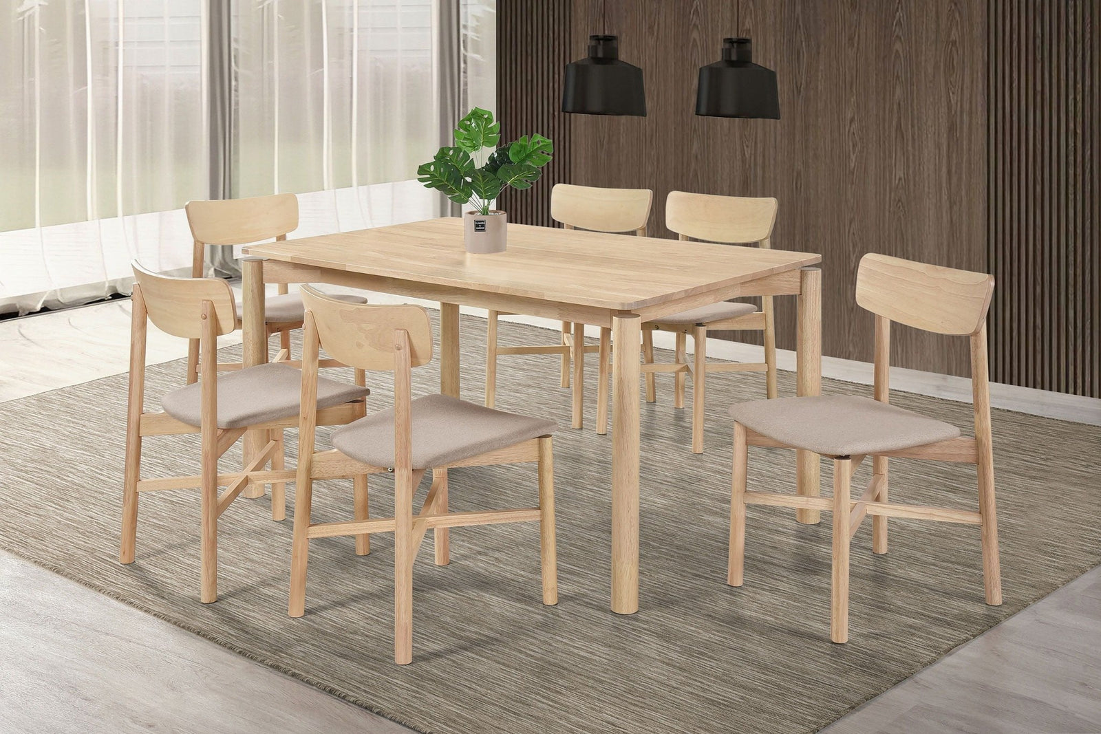 Parkridge - 7 Piece Wood Dining Set - White Washed 7 - Piece Dining Room Set modern furniture Contempo Furniture