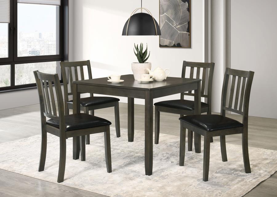Parkwood - 5 Piece Square Dining Table Set - Charcoal 5 - Piece Dining Room Set modern furniture Contempo Furniture