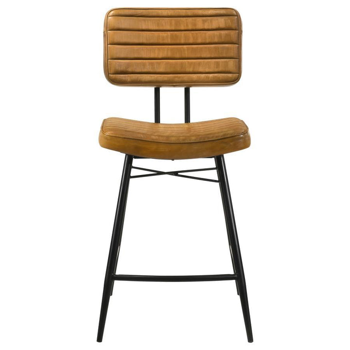Partridge - Leather Counter Chair (Set of 2) - Antique Camel Stool Set modern furniture Contempo Furniture