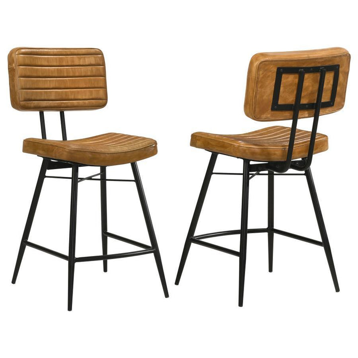 Partridge - Leather Counter Chair (Set of 2) - Antique Camel Stool Set modern furniture Contempo Furniture