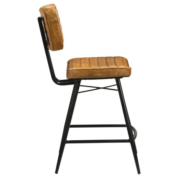 Partridge - Leather Counter Chair (Set of 2) - Antique Camel Stool Set modern furniture Contempo Furniture