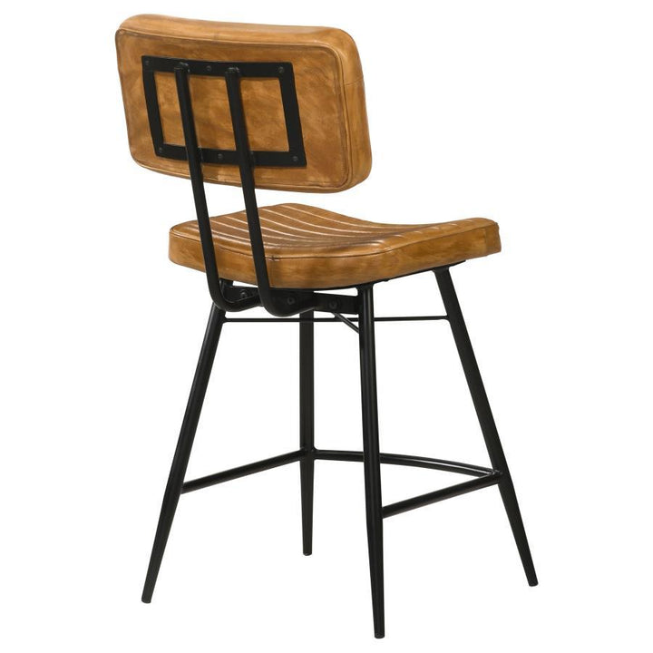 Partridge - Leather Counter Chair (Set of 2) - Antique Camel Stool Set modern furniture Contempo Furniture