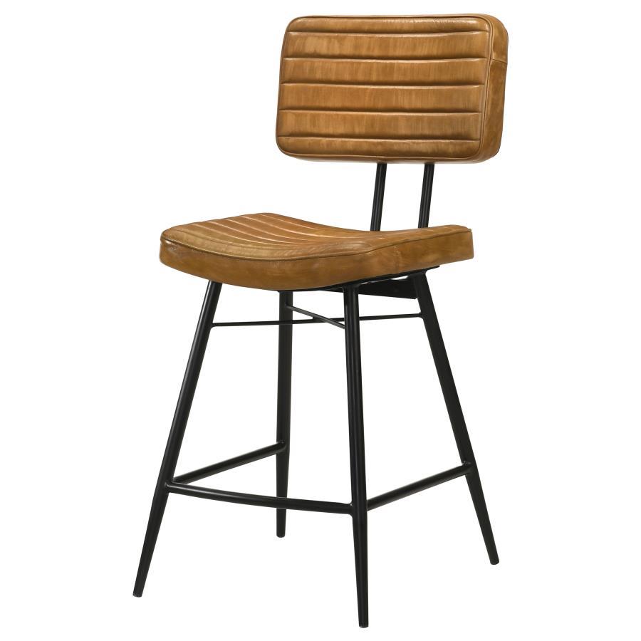 Partridge - Leather Counter Chair (Set of 2) - Antique Camel Stool Set modern furniture Contempo Furniture