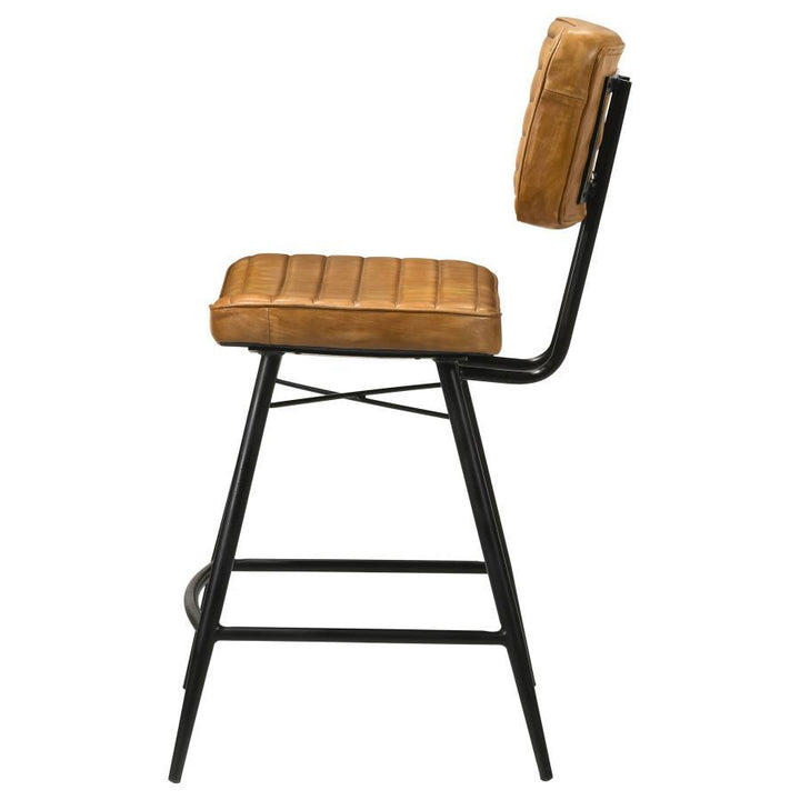 Partridge - Leather Counter Chair (Set of 2) - Antique Camel Stool Set modern furniture Contempo Furniture