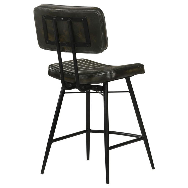 Partridge - Leather Counter Chair (Set of 2) - Antique Espresso Stool Set modern furniture Contempo Furniture