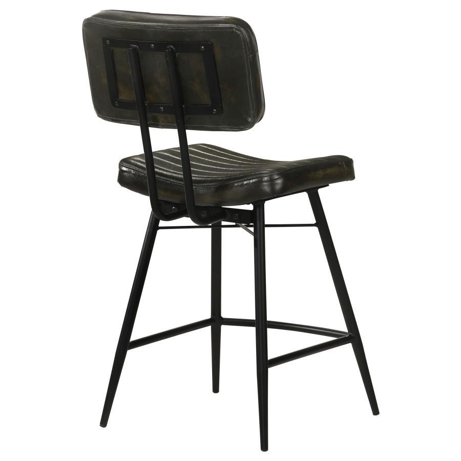 Partridge - Leather Counter Chair (Set of 2) - Antique Espresso Stool Set modern furniture Contempo Furniture