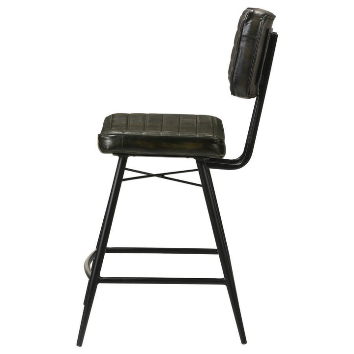 Partridge - Leather Counter Chair (Set of 2) - Antique Espresso Stool Set modern furniture Contempo Furniture