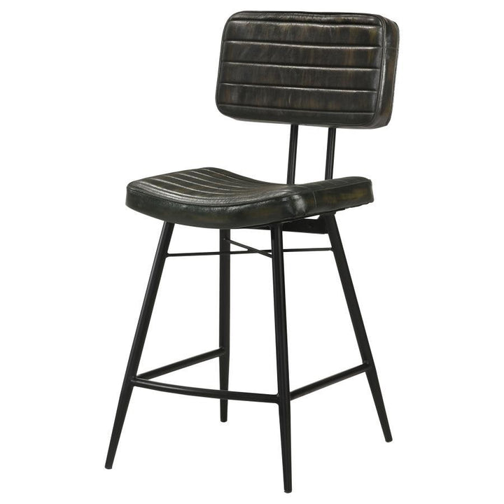 Partridge - Leather Counter Chair (Set of 2) - Antique Espresso Stool Set modern furniture Contempo Furniture