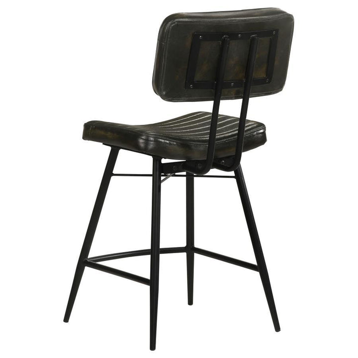 Partridge - Leather Counter Chair (Set of 2) - Antique Espresso Stool Set modern furniture Contempo Furniture