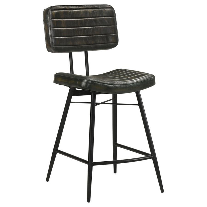 Partridge - Leather Counter Chair (Set of 2) - Antique Espresso Stool Set modern furniture Contempo Furniture