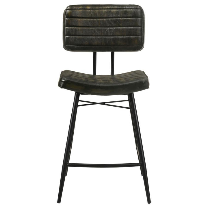 Partridge - Leather Counter Chair (Set of 2) - Antique Espresso Stool Set modern furniture Contempo Furniture