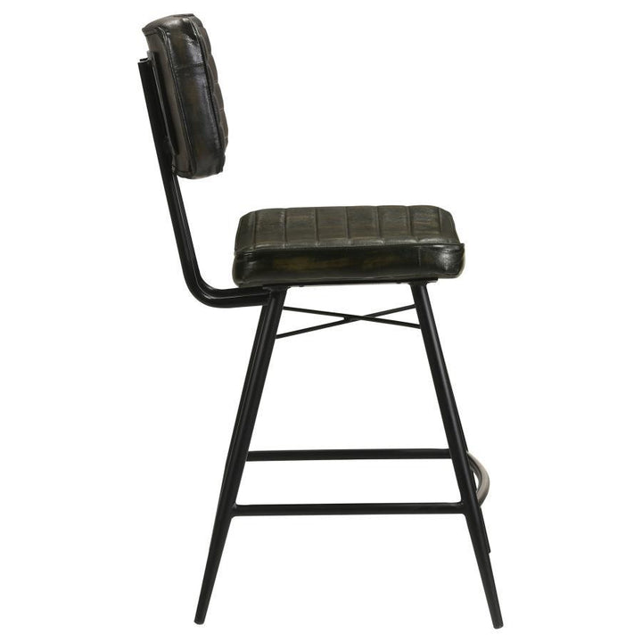 Partridge - Leather Counter Chair (Set of 2) - Antique Espresso Stool Set modern furniture Contempo Furniture