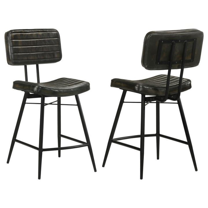 Partridge - Leather Counter Chair (Set of 2) - Antique Espresso Stool Set modern furniture Contempo Furniture