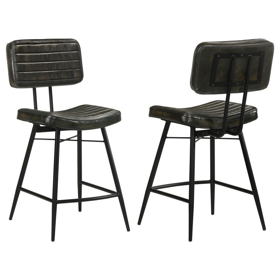 Partridge - Leather Counter Chair (Set of 2) - Antique Espresso Stool Set modern furniture Contempo Furniture