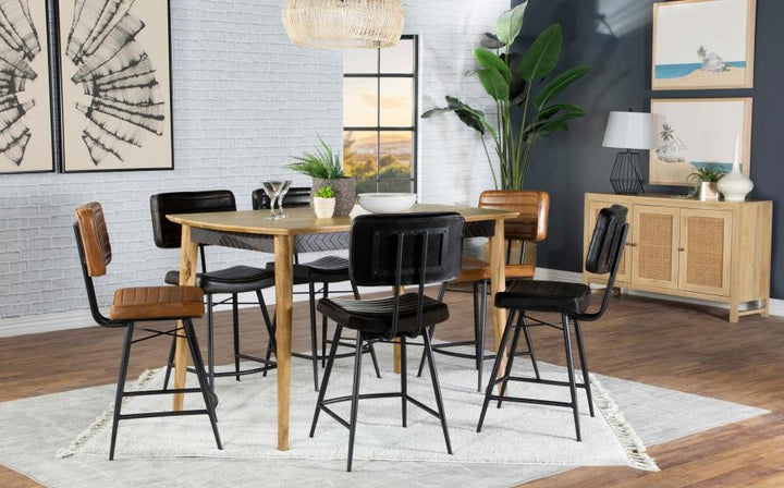 Partridge - Leather Counter Chair (Set of 2) - Antique Espresso Stool Set modern furniture Contempo Furniture
