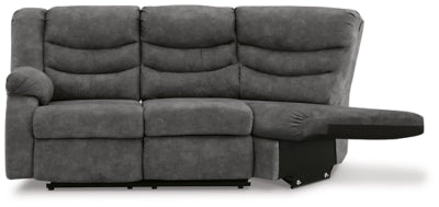Partymate Left - Arm Facing Reclining Loveseat with Half Wedge - Dark Gray Reclining Loveseat modern furniture Contempo Furniture
