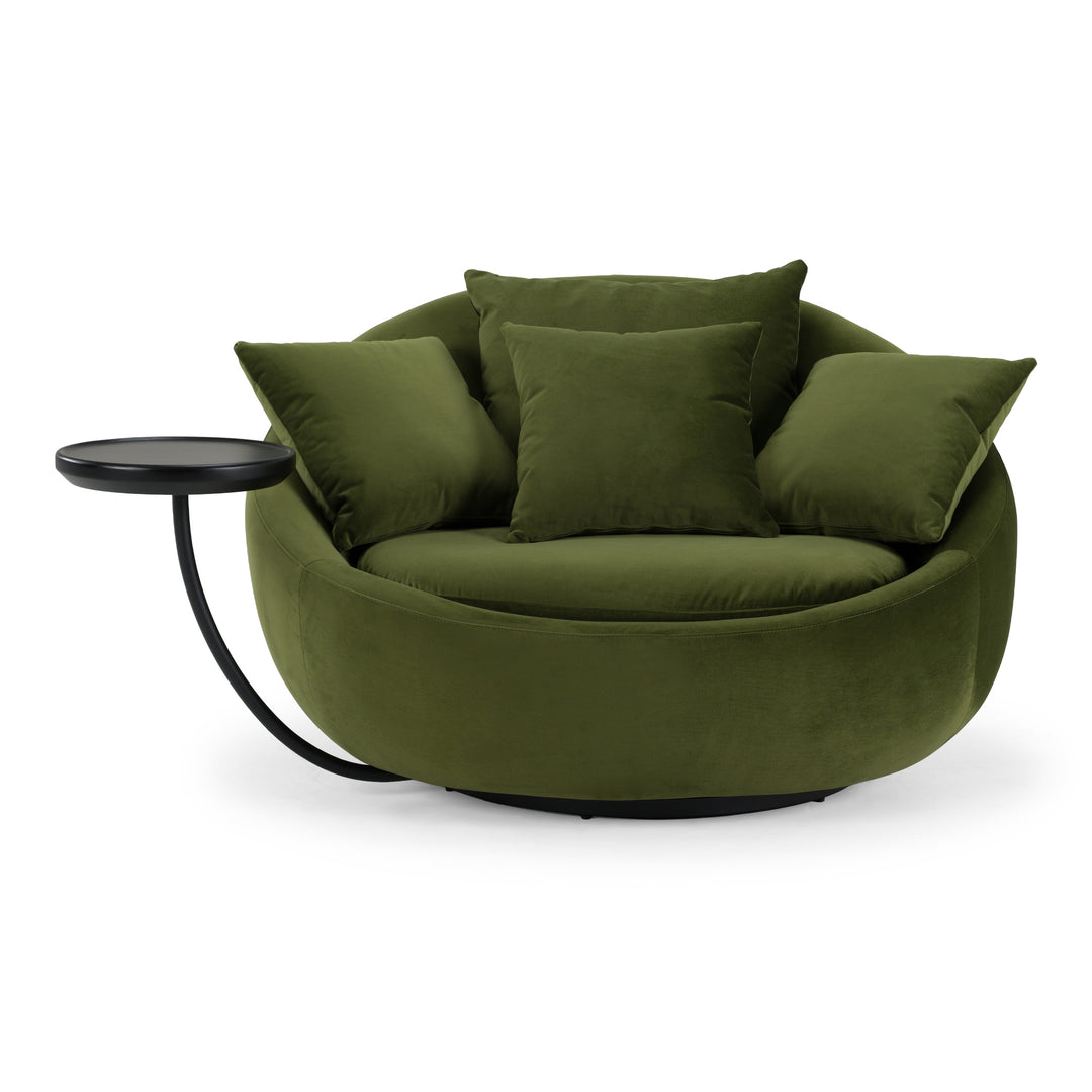 Pascal Modern Round Green Velvet Swivel Lounge Chair