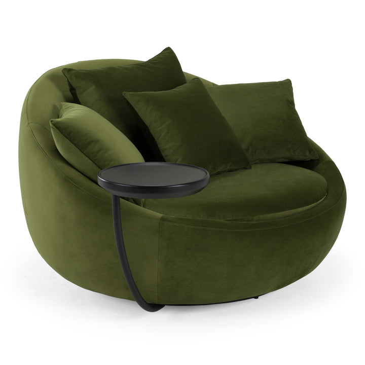 Pascal Modern Round Green Velvet Swivel Lounge Chair