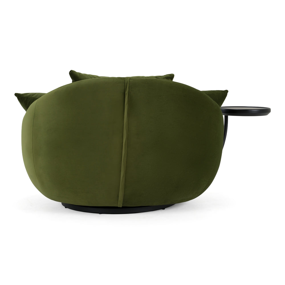 Pascal Modern Round Green Velvet Swivel Lounge Chair - View 4