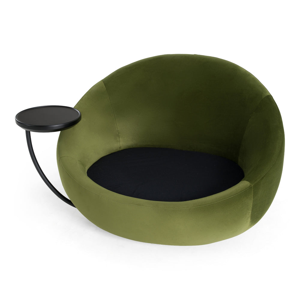 Pascal Modern Round Green Velvet Swivel Lounge Chair - View 5