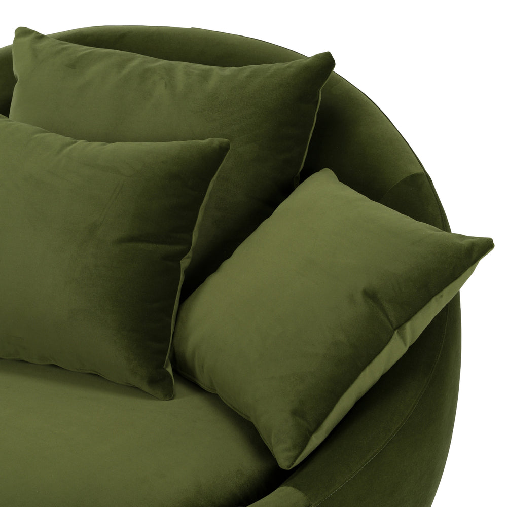 Pascal Modern Round Green Velvet Swivel Lounge Chair - View 6