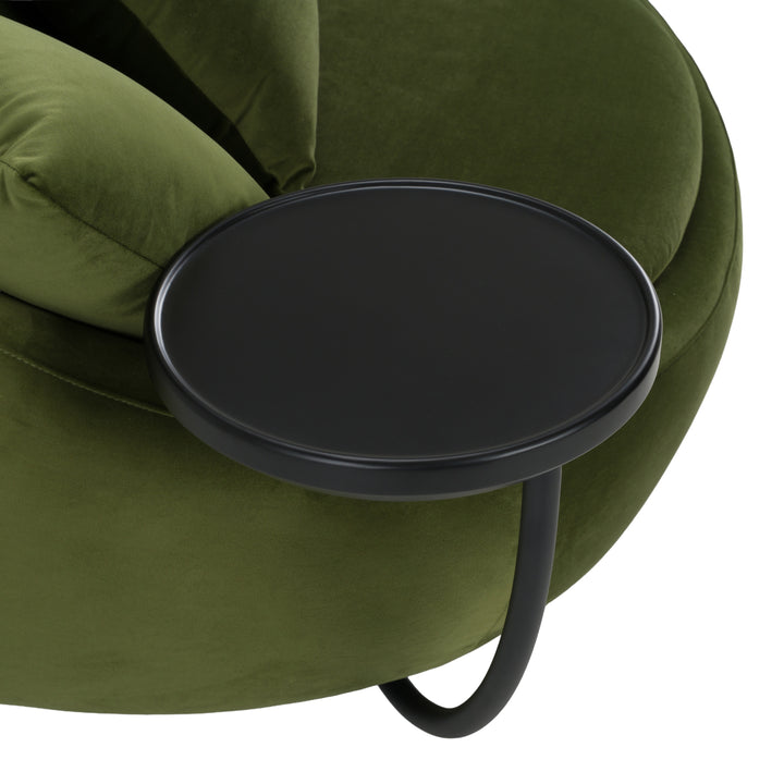 Pascal Modern Round Green Velvet Swivel Lounge Chair