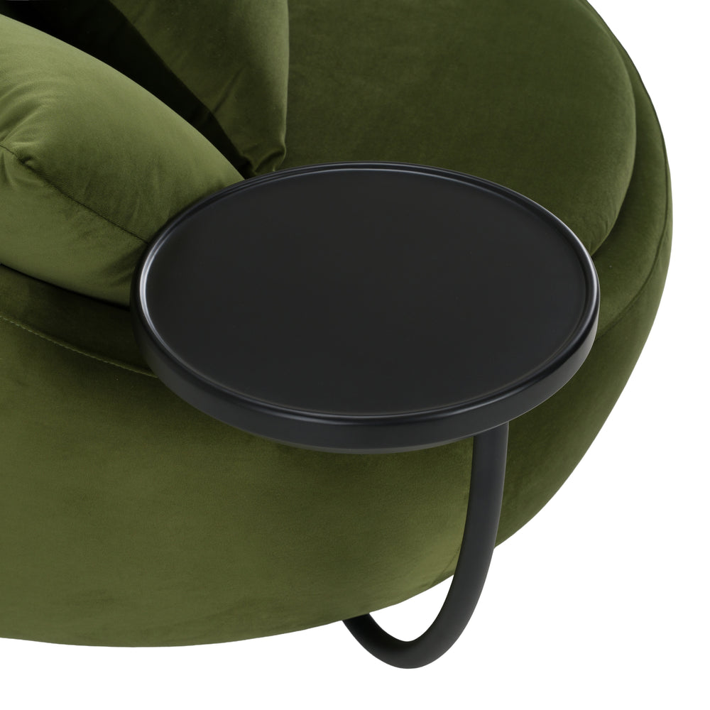 Pascal Modern Round Green Velvet Swivel Lounge Chair - View 7