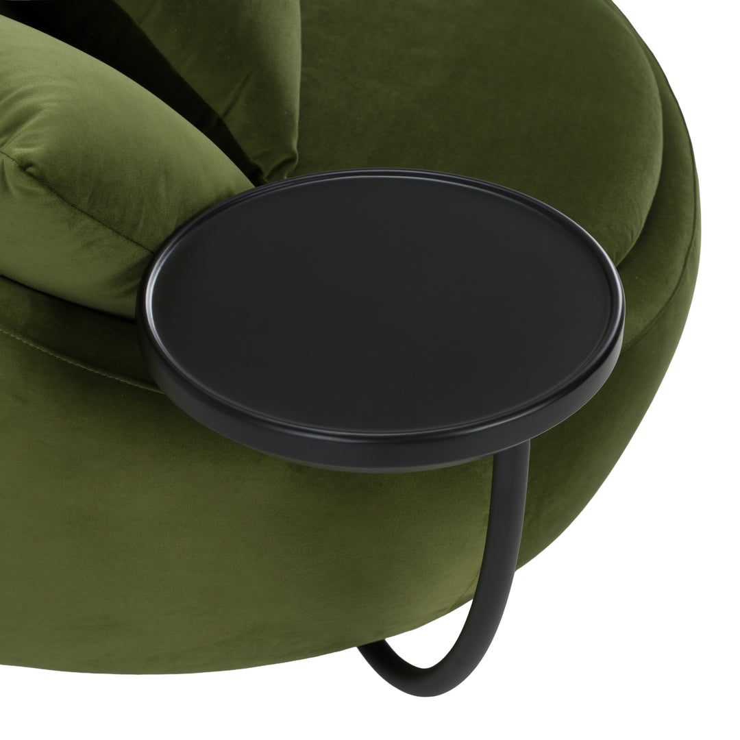 Pascal Modern Round Green Velvet Swivel Lounge Chair