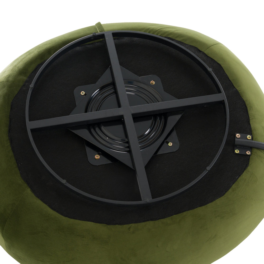 Pascal Modern Round Green Velvet Swivel Lounge Chair - View 8